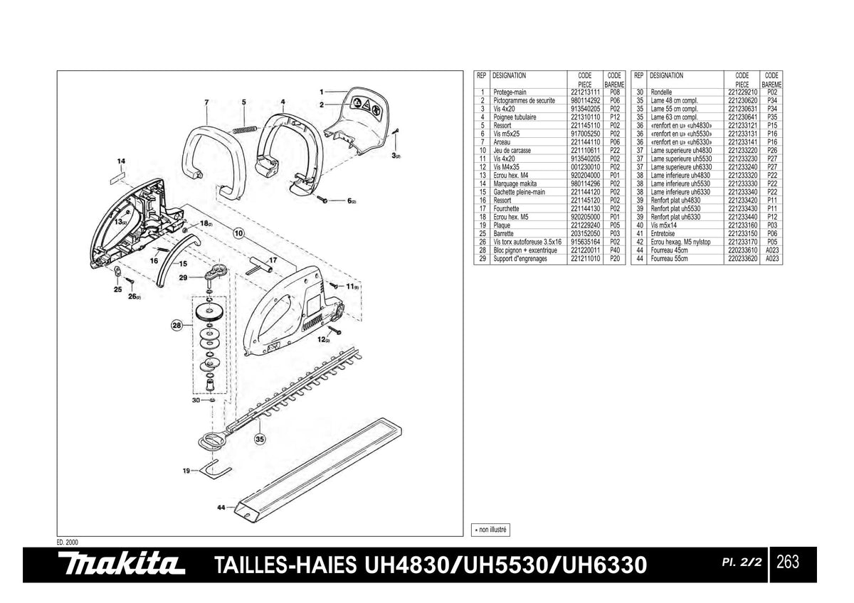 Pièces détachées taille-haie électrique Makita UH4830