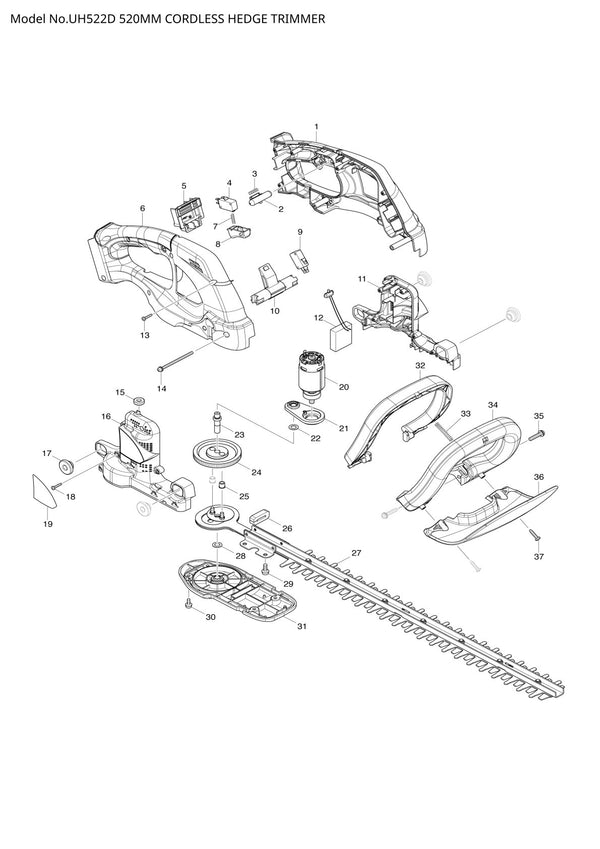 Pièces détachées taille-haie sans fil Makita UH522D