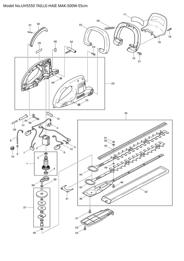 Pièces détachées taille-haie électrique Makita UH5550