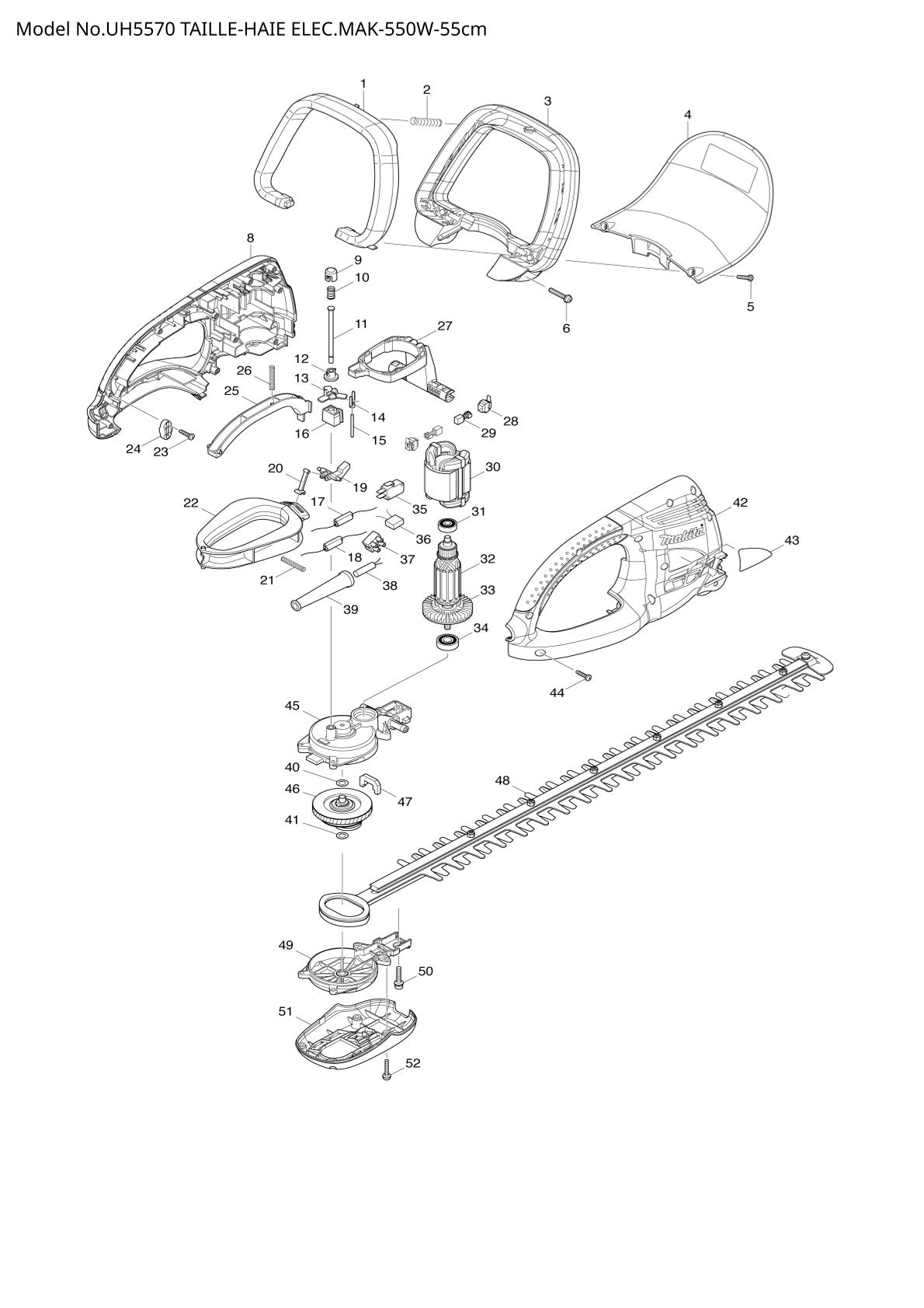Pièces détachées taille-haie électrique Makita UH5570