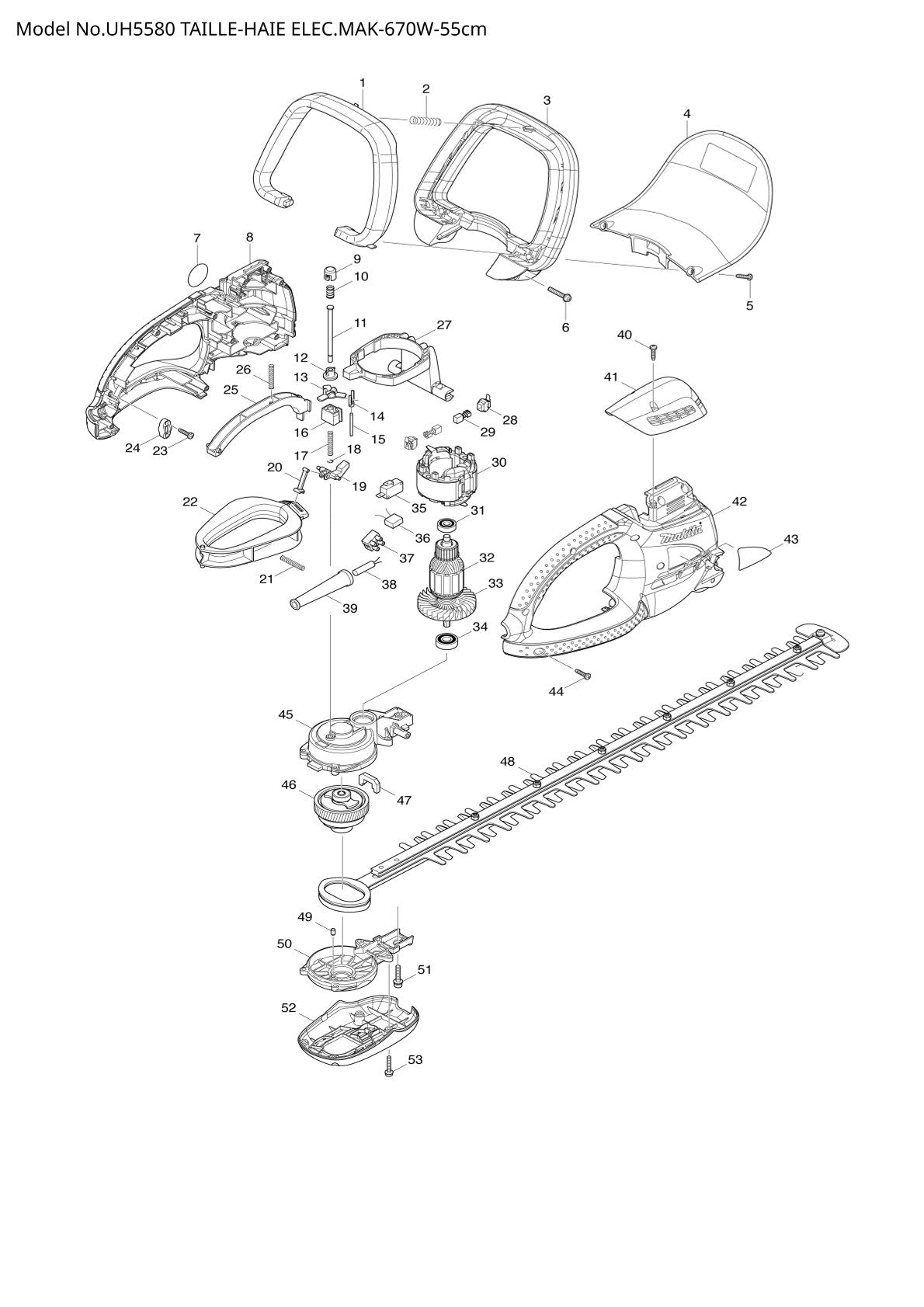 Pièces détachées taille-haie électrique Makita UH5580