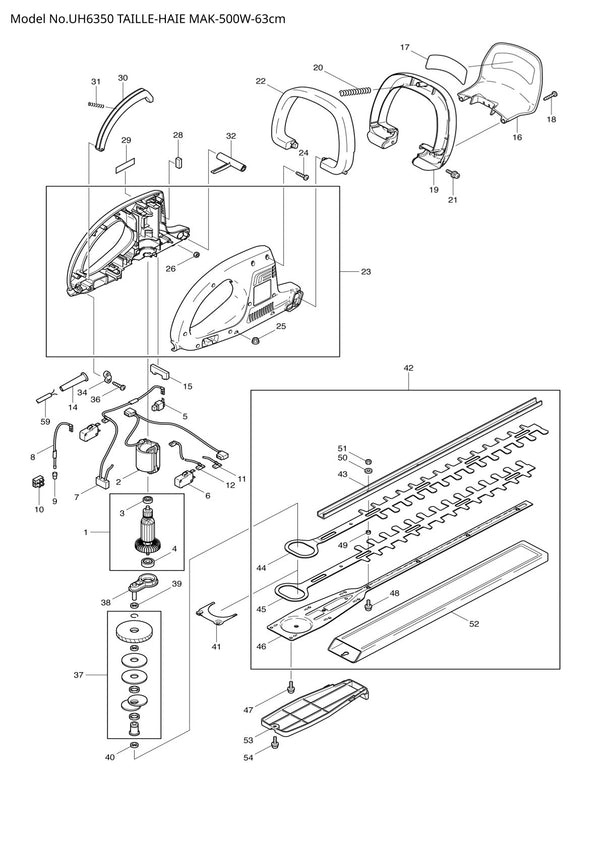 Pièces détachées taille-haie électrique Makita UH6350