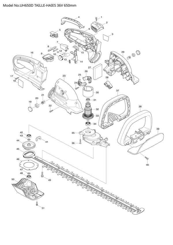 Pièces détachées taille-haie sans fil Makita UH650D