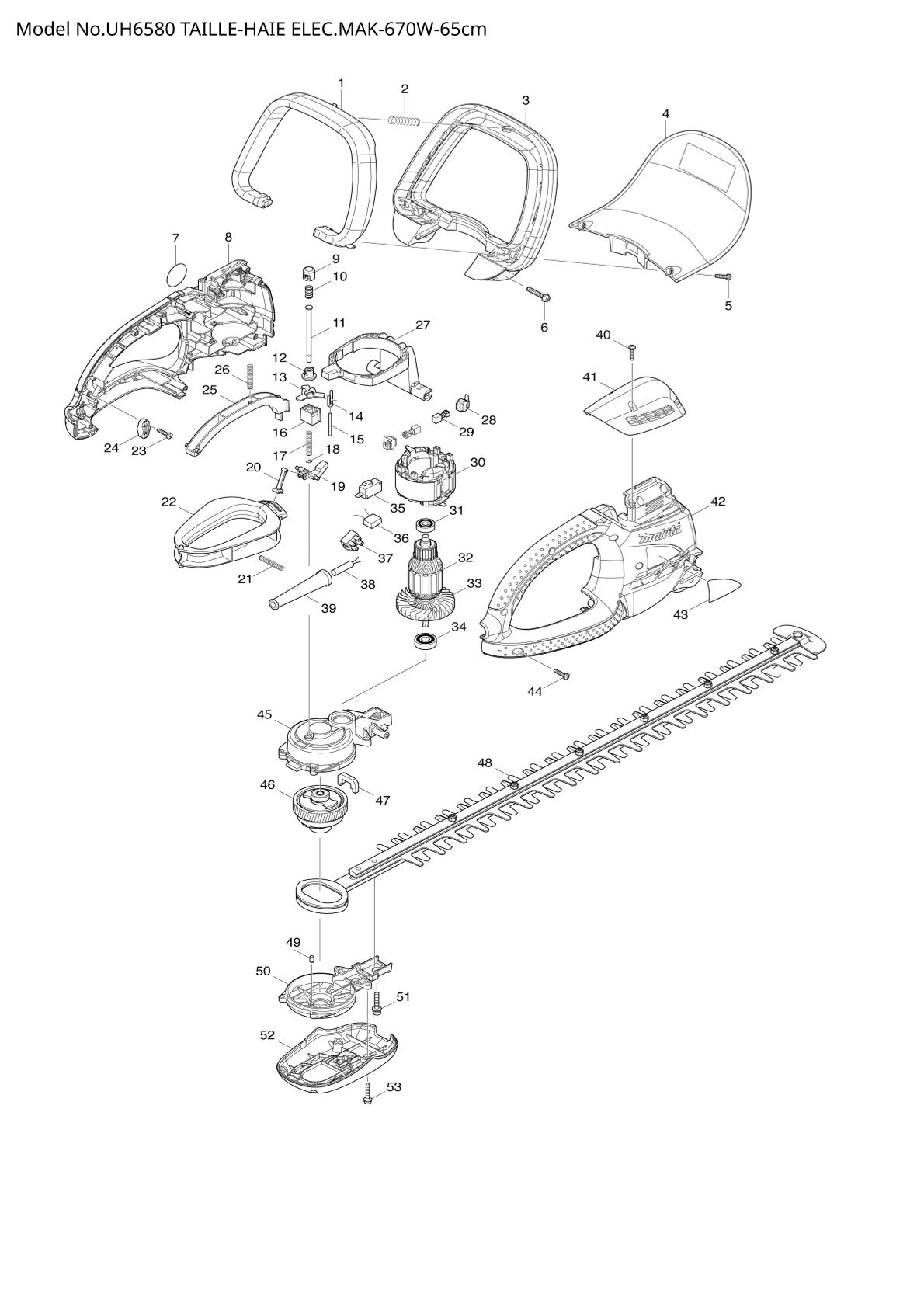 Pièces détachées taille-haie électrique Makita UH6580