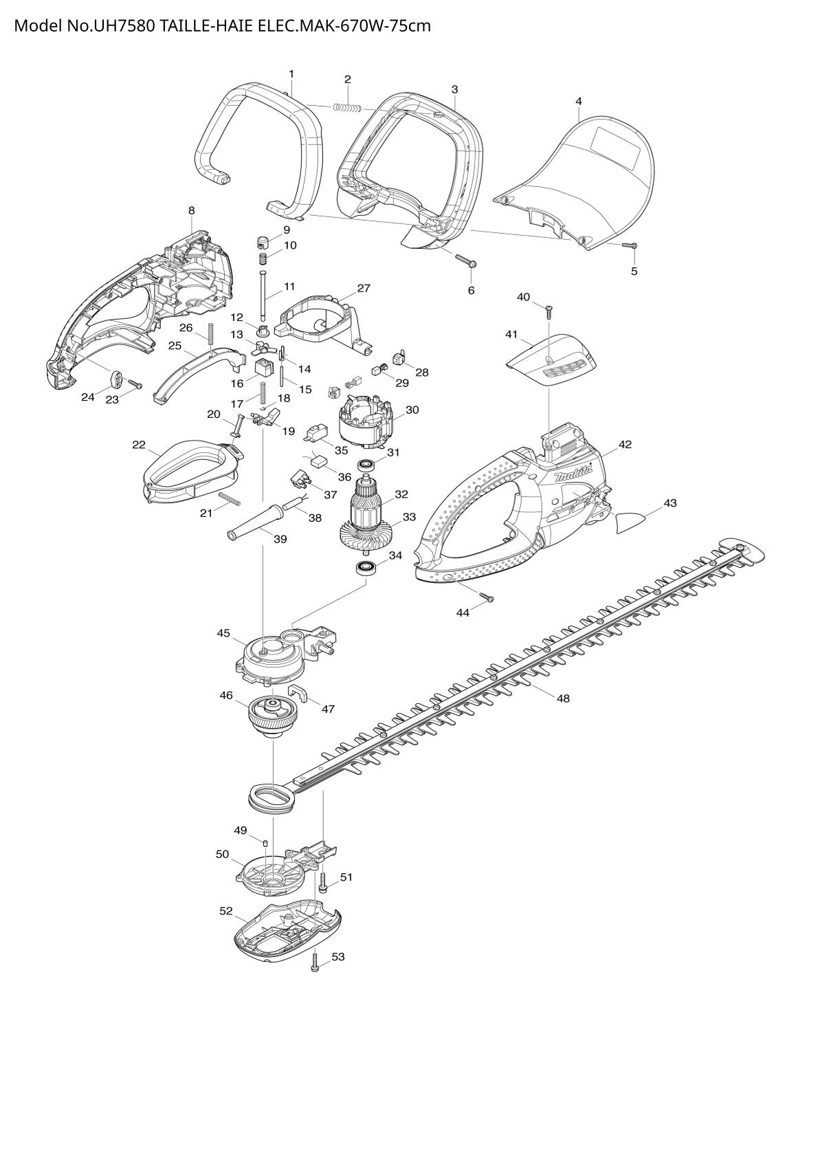 Pièces détachées taille-haie électrique Makita UH7580