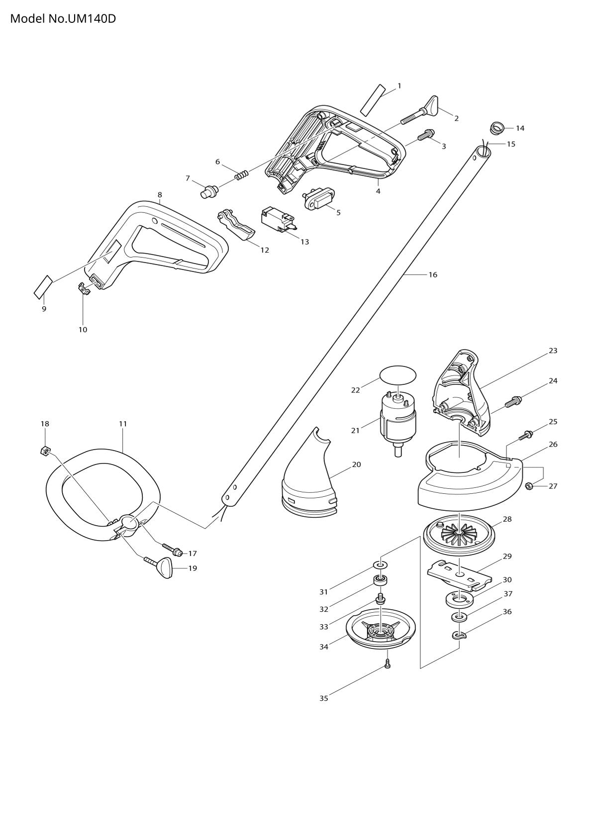 Pièces détachées cisaille à gazon sans fil Makita UM140D