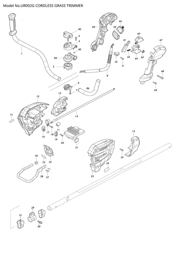 Pièces détachées coupe-herbe sans fil Makita UR002G