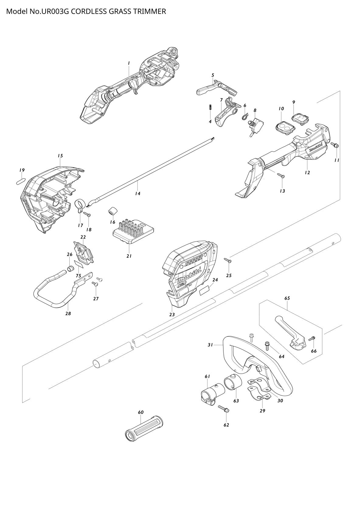 Pièces détachées coupe-herbe sans fil Makita UR003G