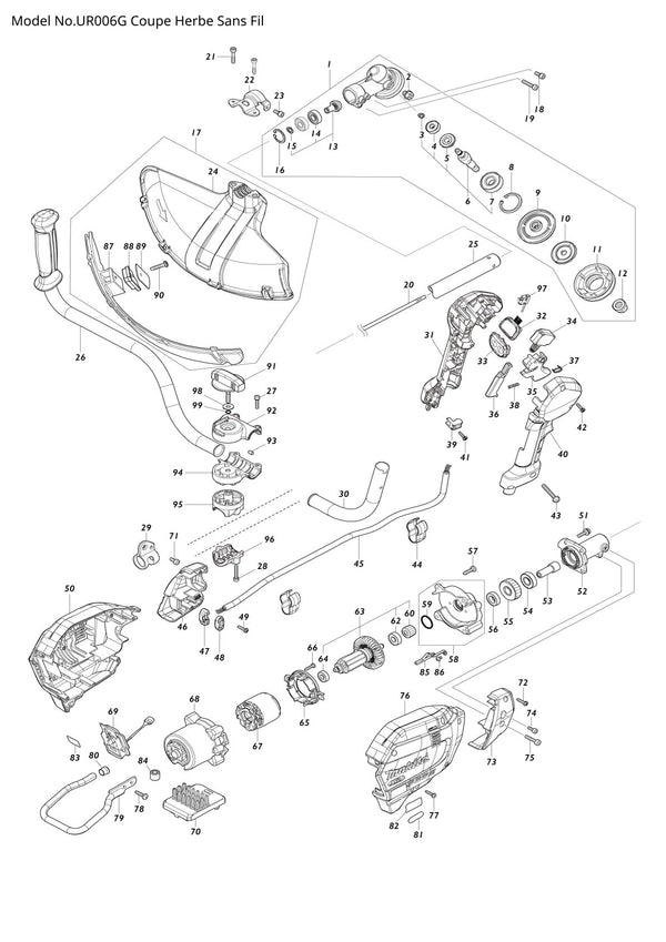 Pièces détachées coupe-herbe sans fil Makita UR006G