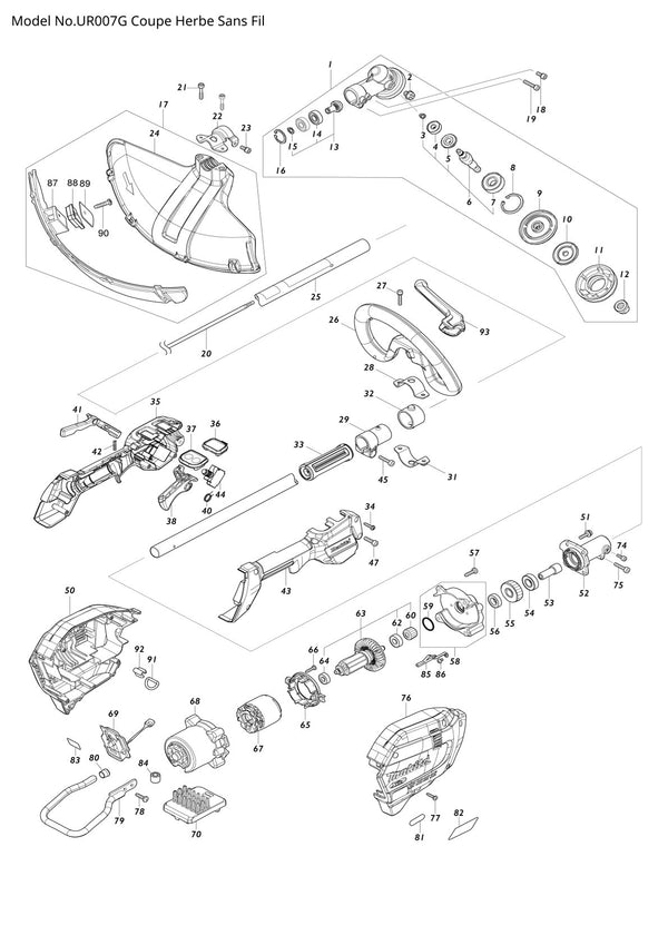 Pièces détachées coupe-herbe sans fil Makita UR007G
