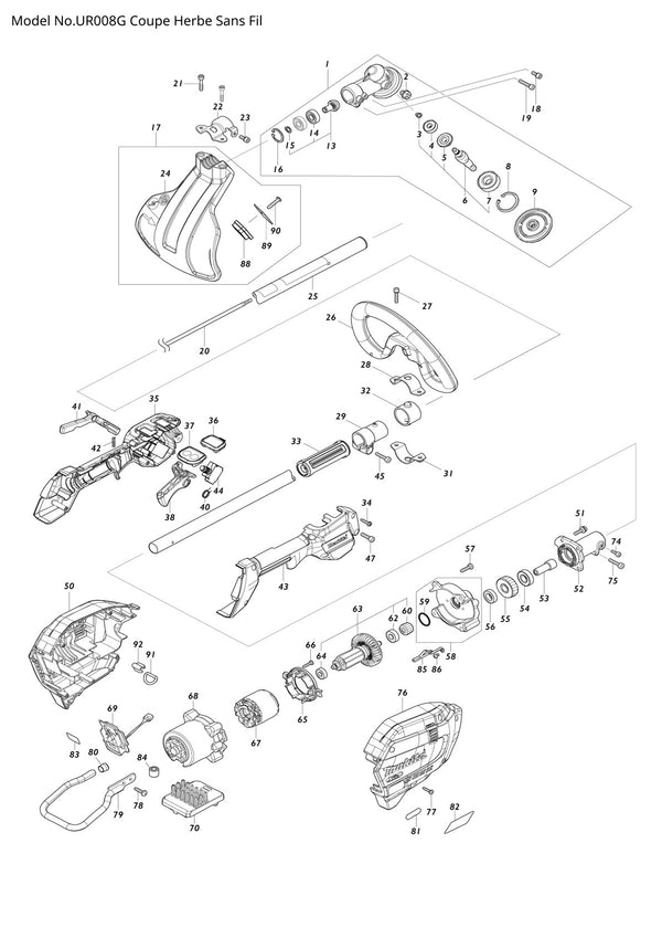 Pièces détachées coupe-herbe sans fil Makita UR008G