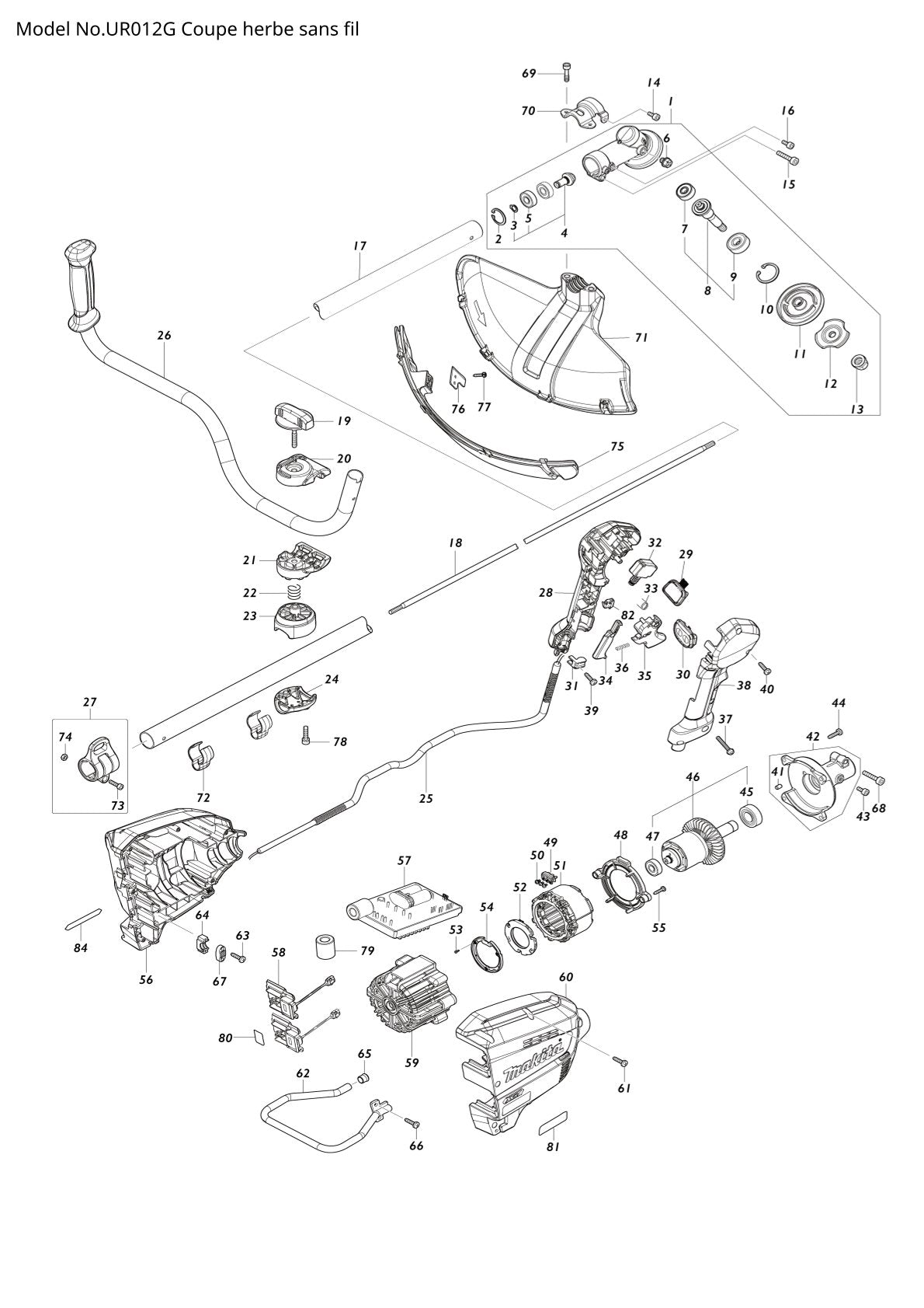 Pièces détachées coupe-herbe sans fil Makita UR012G