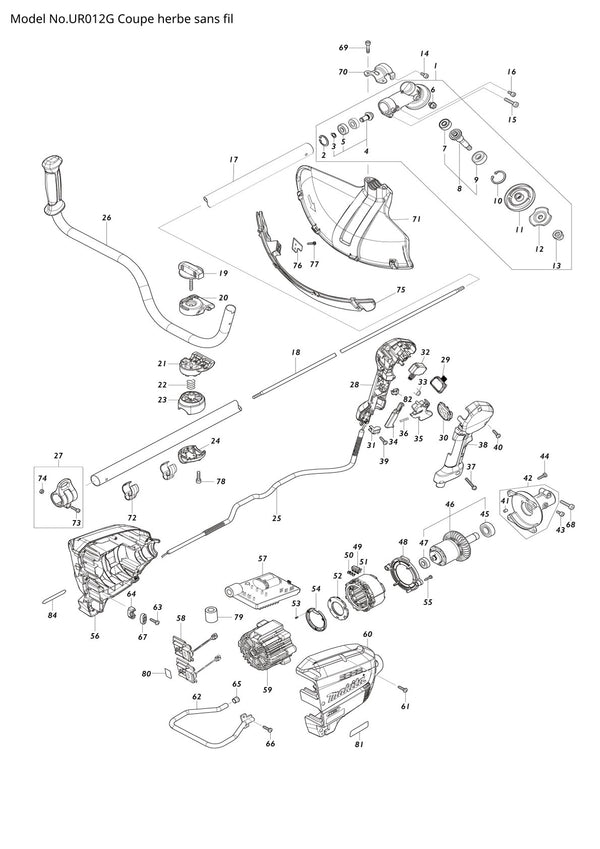 Pièces détachées coupe-herbe sans fil Makita UR012G