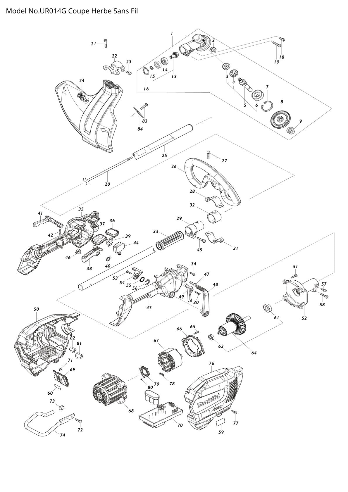 Pièces détachées coupe-herbe sans fil Makita UR014G
