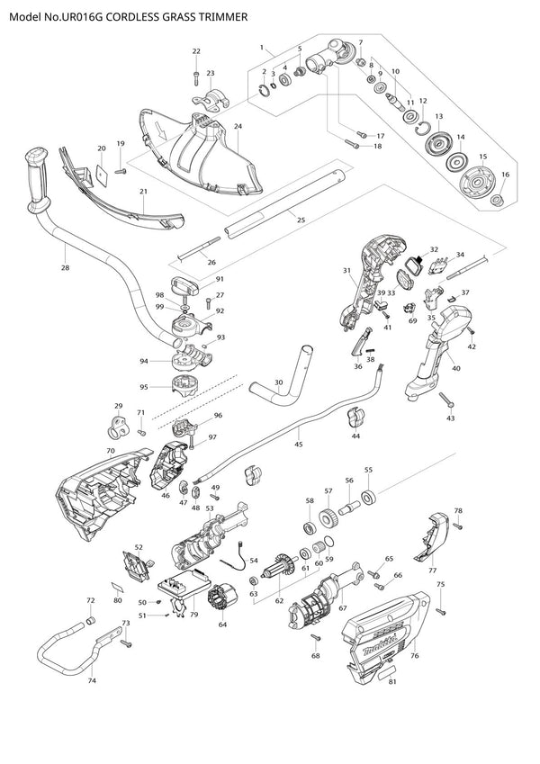 Pièces détachées coupe-herbe sans fil Makita UR016G