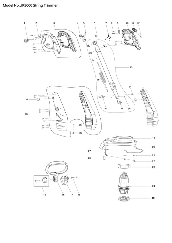 Pièces détachées coupe-herbe électrique Makita UR3000