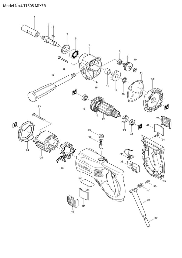 Pièces détachées malaxeur Makita UT1305
