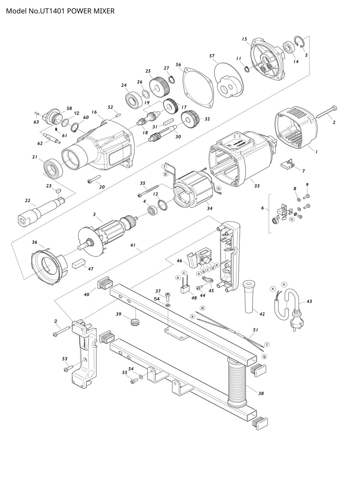 Pièces détachées malaxeur Makita UT1401