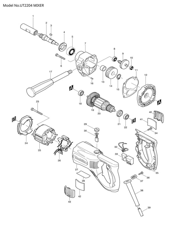 Pièces détachées malaxeur Makita UT2204