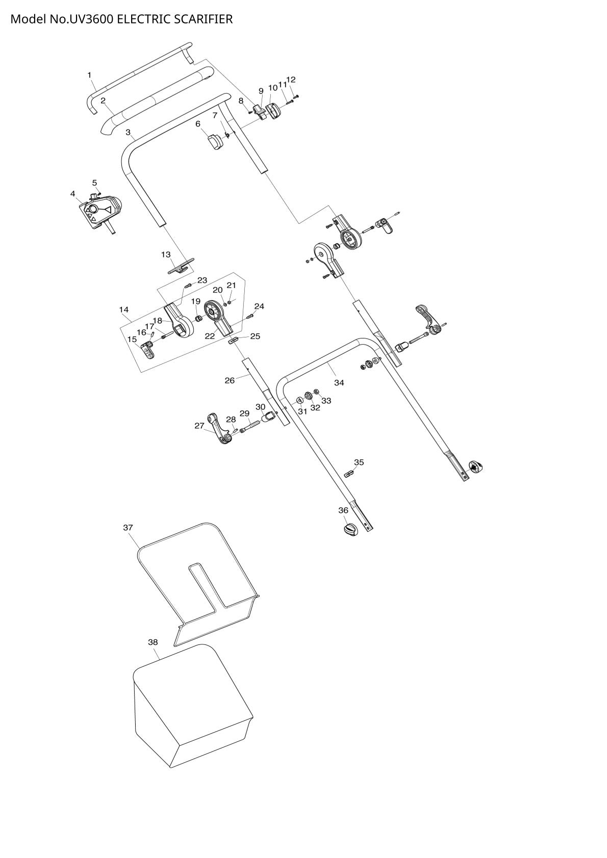 Pièces détachées scarificateur Makita UV3600