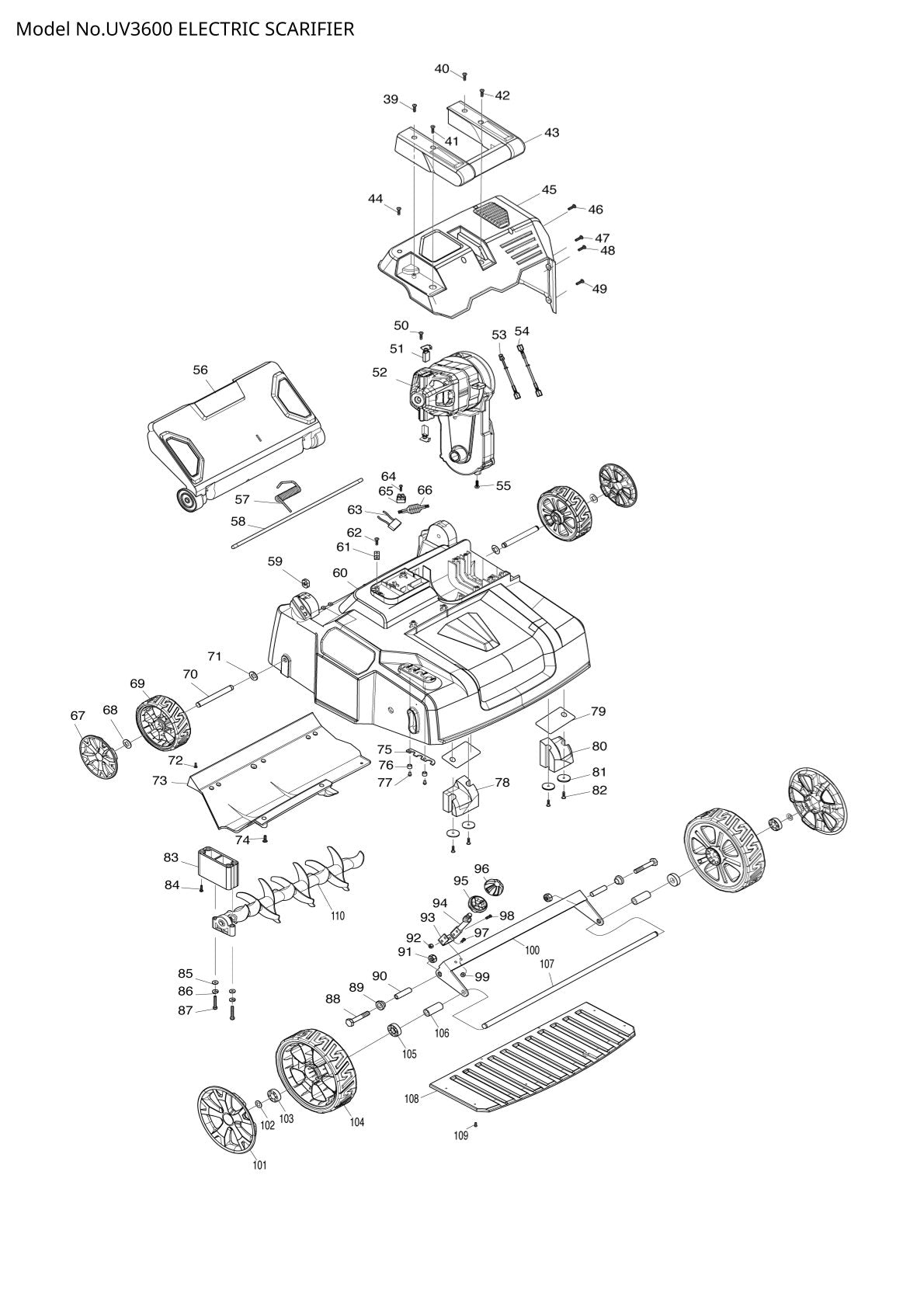 Pièces détachées scarificateur Makita UV3600