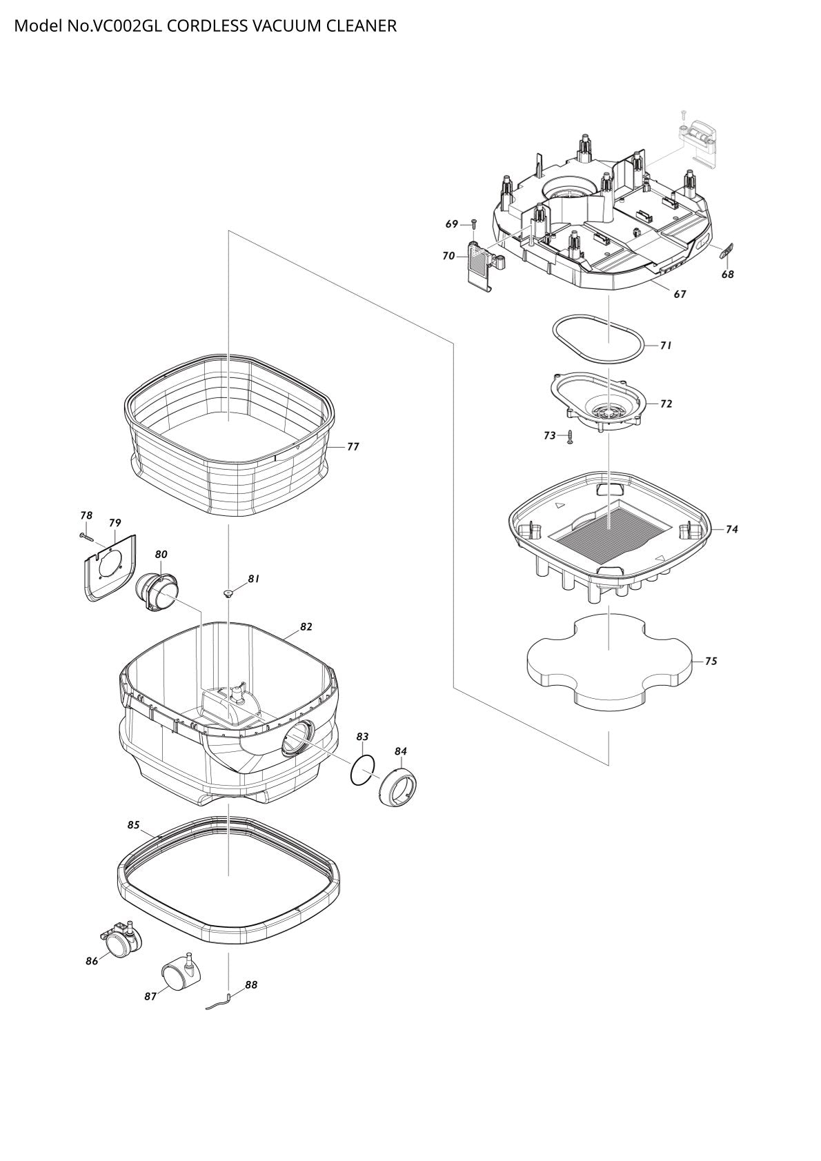 Pièces détachées aspirateur de chantier sans fil Makita VC002GL