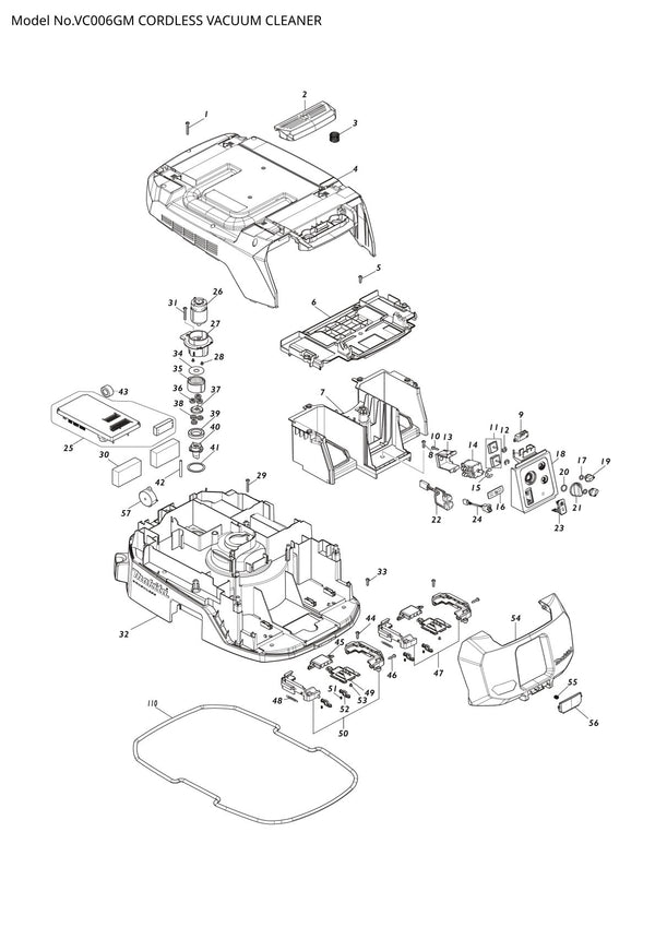 Pièces détachées aspirateur de chantier sans fil Makita VC006GM