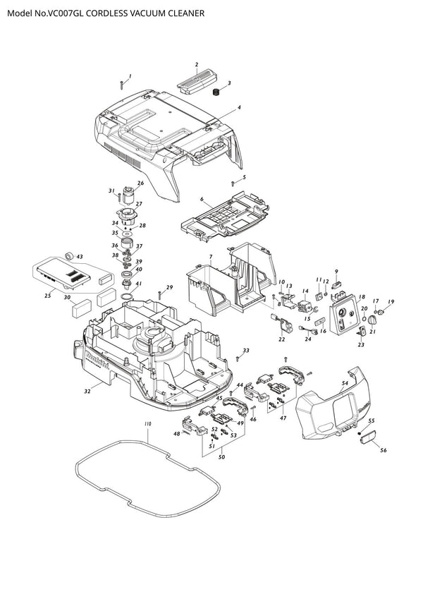 Pièces détachées aspirateur de chantier sans fil Makita VC007GL