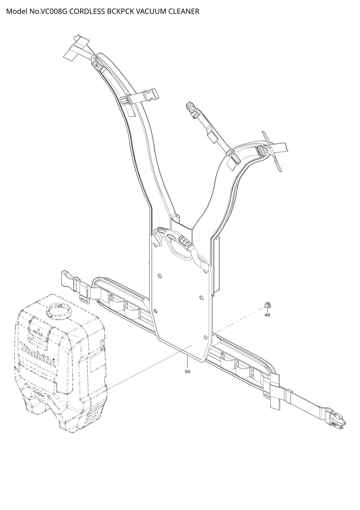 Pièces détachées aspirateur de chantier sans fil Makita VC008G