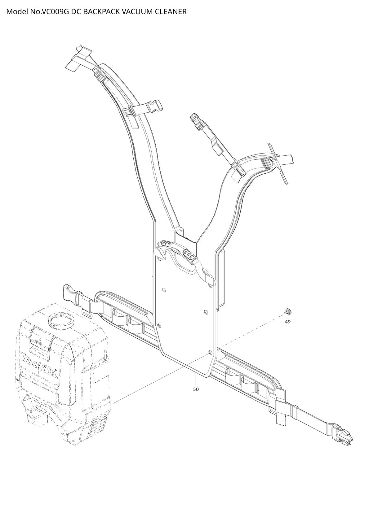 Pièces détachées aspirateur de chantier sans fil Makita VC009G