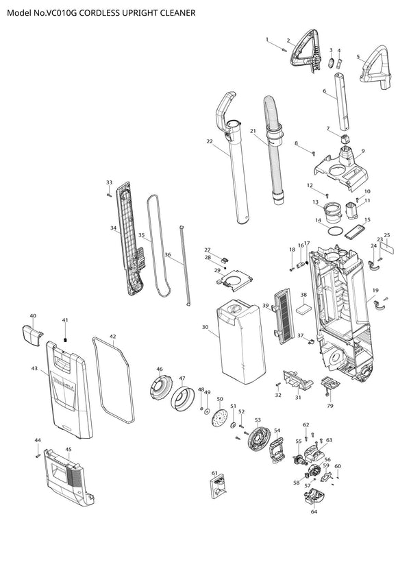 Pièces détachées aspirateur de chantier sans fil Makita VC010G