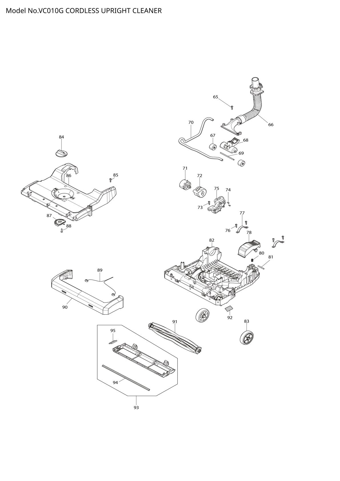 Pièces détachées aspirateur de chantier sans fil Makita VC010G