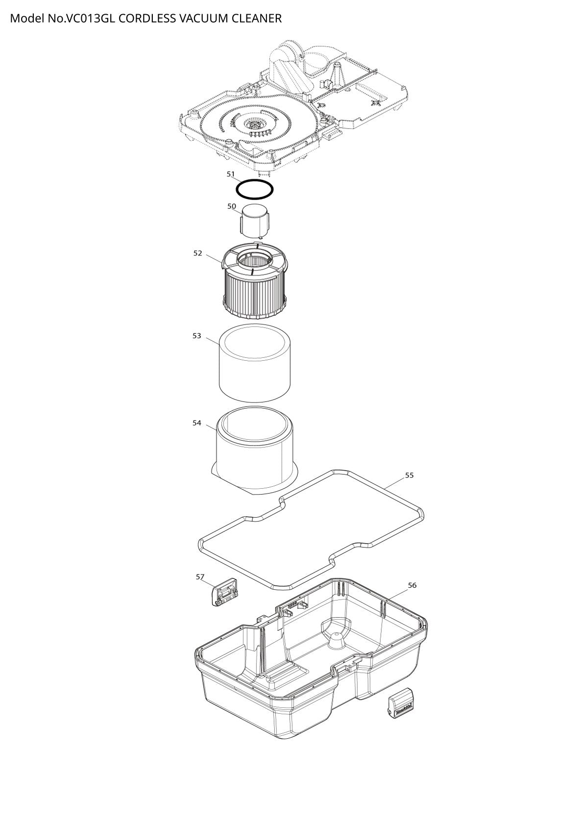 Pièces détachées aspirateur de chantier sans fil Makita VC013GL