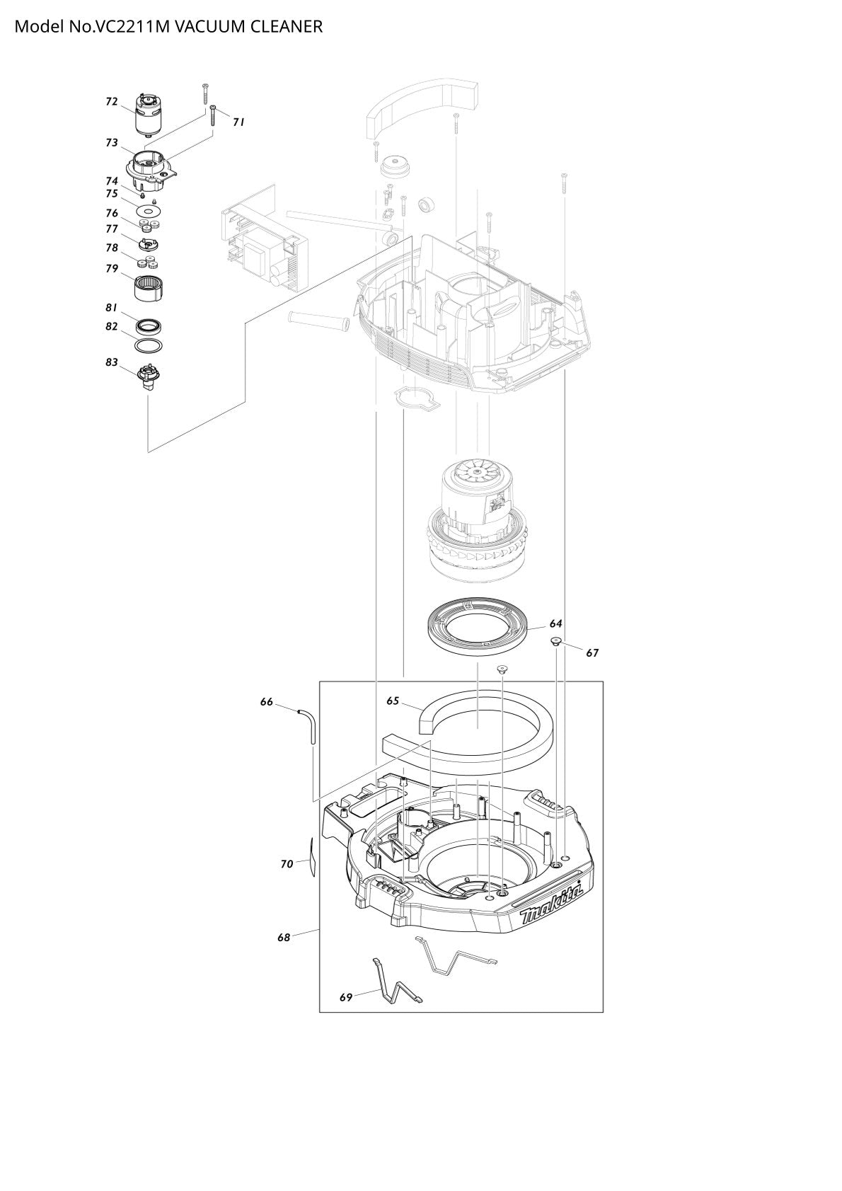 Pièces détachées aspirateur de chantier Makita VC2211M
