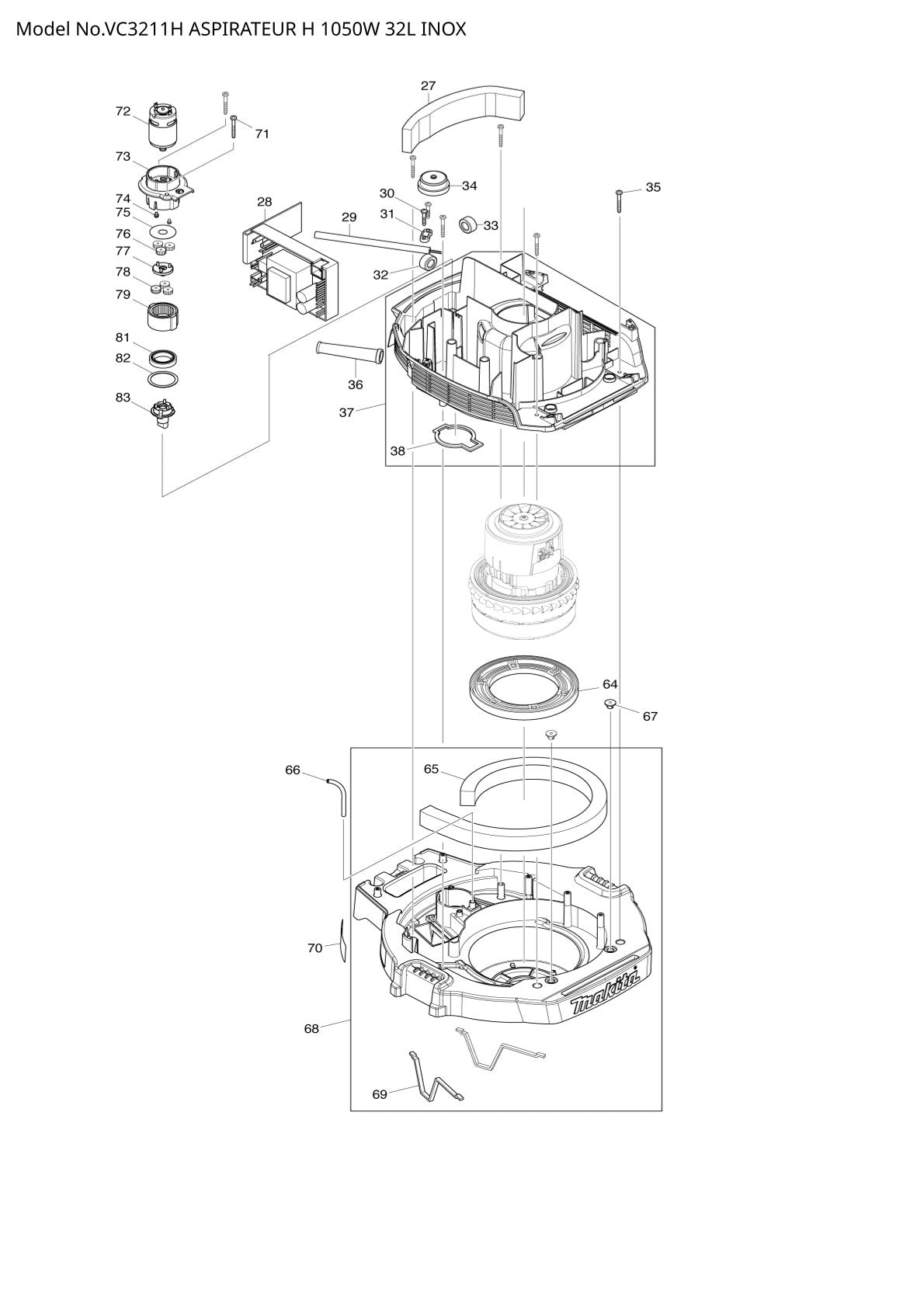 Pièces détachées aspirateur de chantier Makita VC3211H