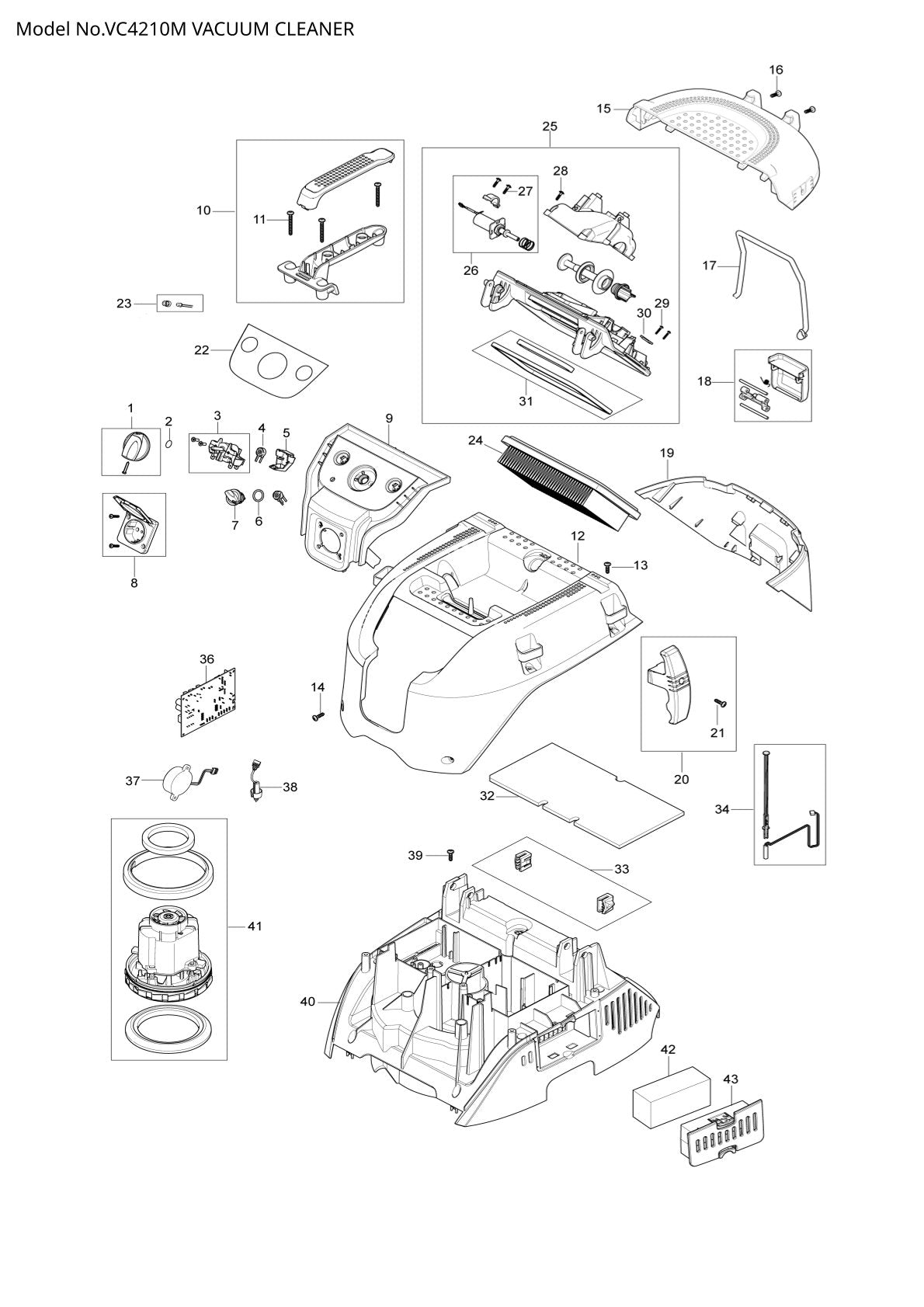 Pièces détachées aspirateur de chantier Makita VC4210M