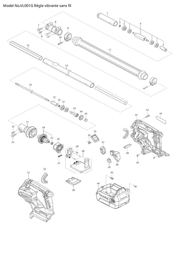 Pièces détachées lisseuse à béton sans fil Makita VL001G