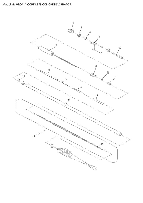 Pièces détachées aiguille vibrante sans fil Makita VR001C