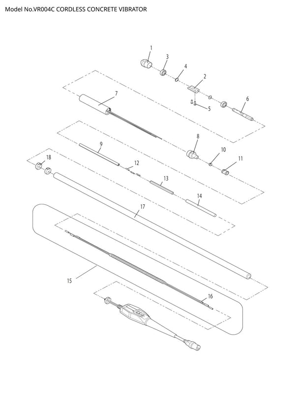 Pièces détachées aiguille vibrante sans fil Makita VR004C