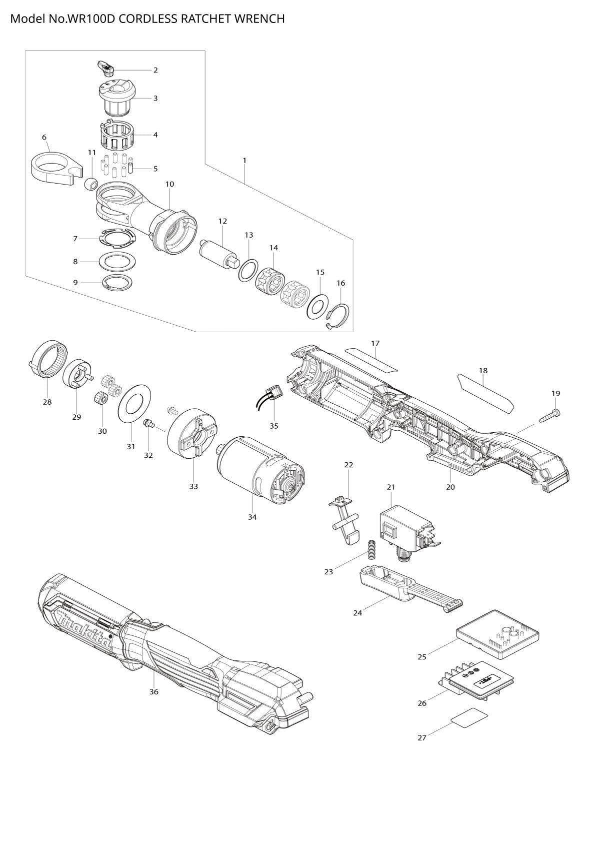 Pièces détachées outil sans fil Makita WR100D