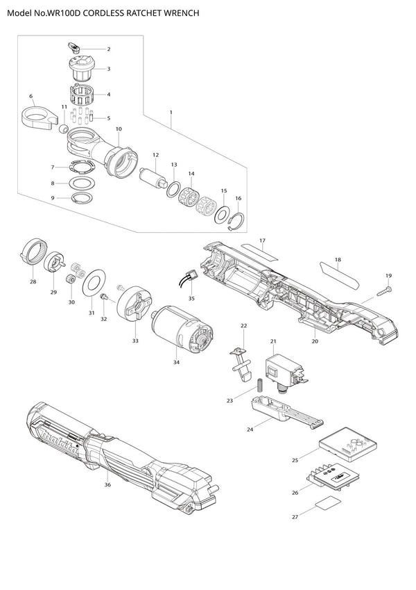 Pièces détachées outil sans fil Makita WR100D