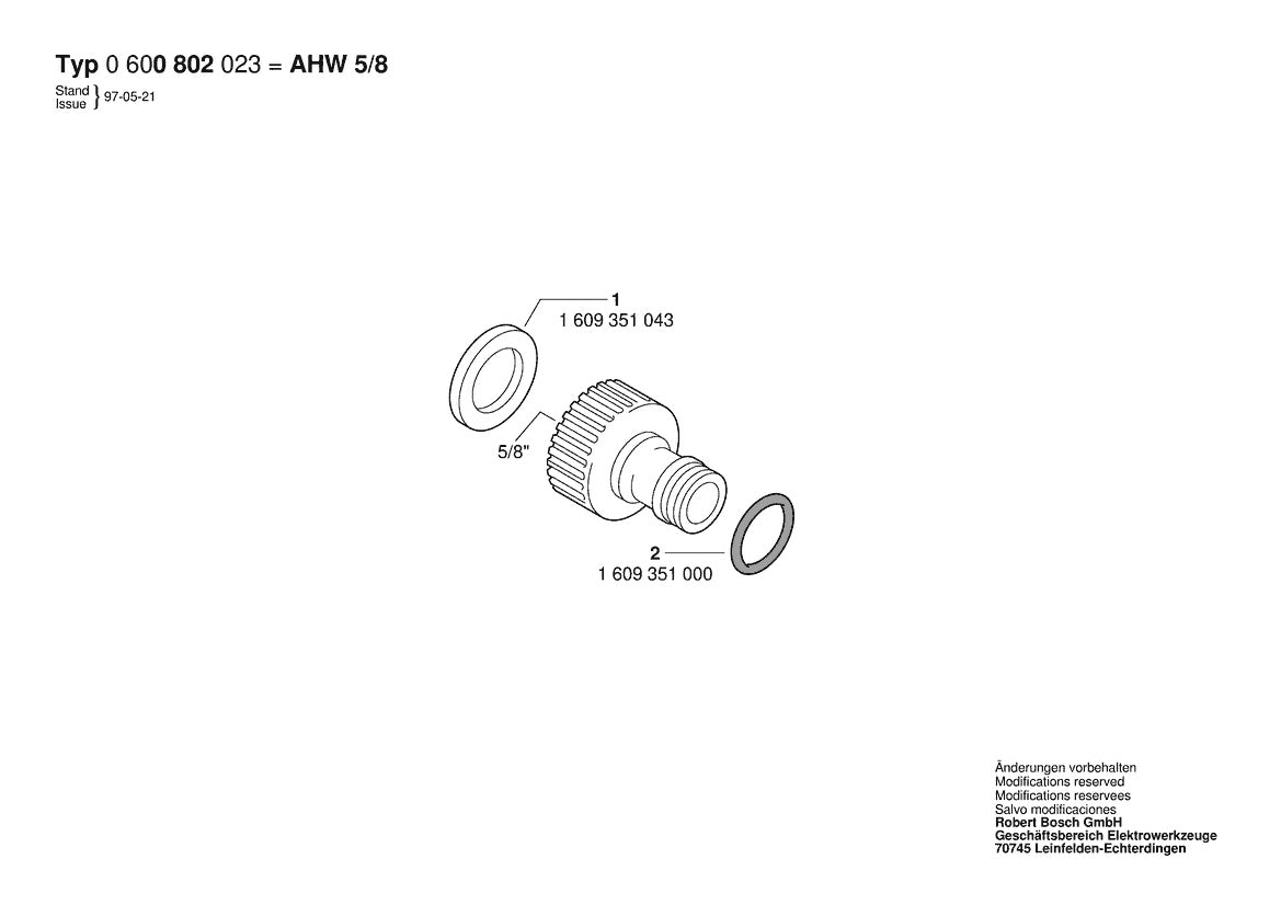 Vue éclatée Bosch AHW 5/8 0 600 800 023 - page 1