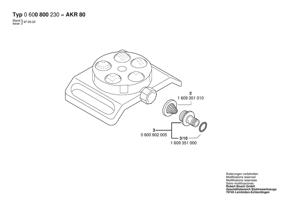 Vue éclatée Bosch AKR 80 0 600 800 230 - page 1