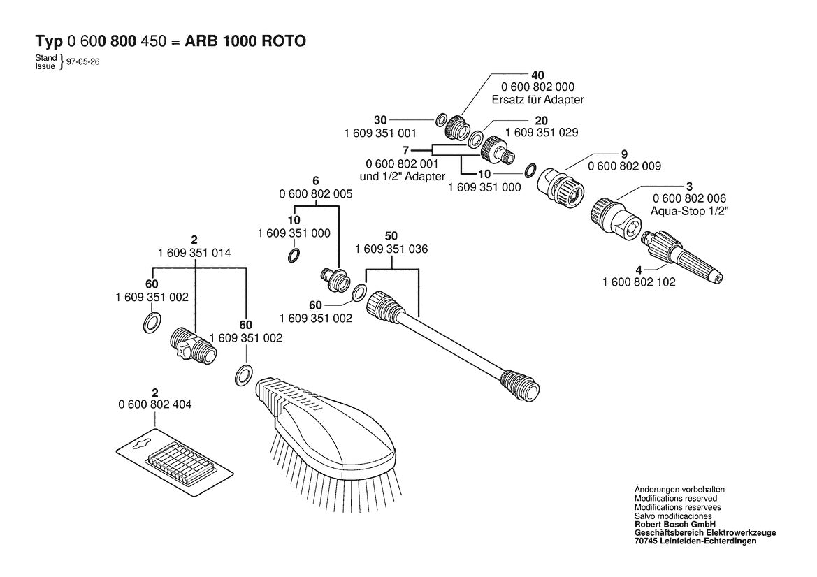 Vue éclatée Bosch ARB 1000 ROTO-S 0 600 800 450 - page 1