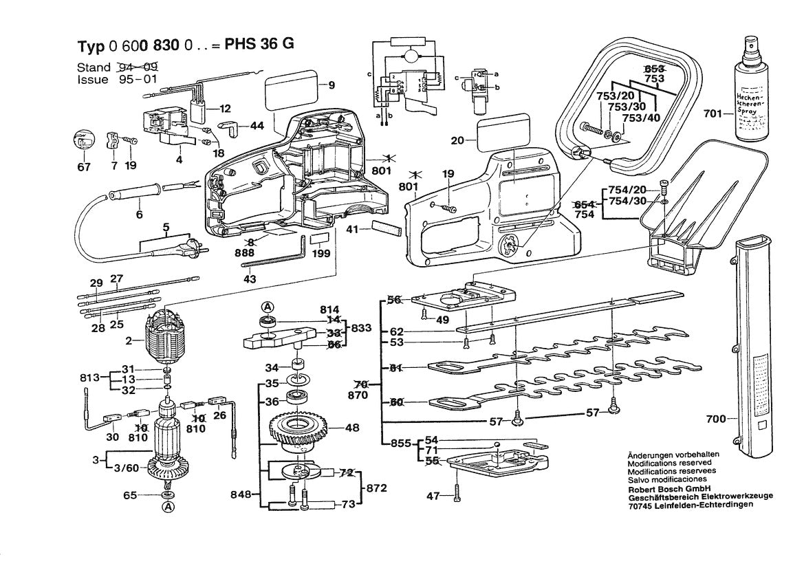 Vue éclatée Bosch PHS 36 G 0 600 830 003 - page 1