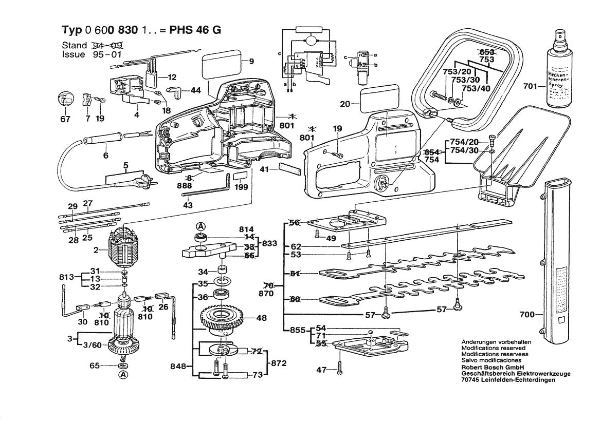 Vue éclatée Bosch PHS 46 G 0 600 830 132 - page 1