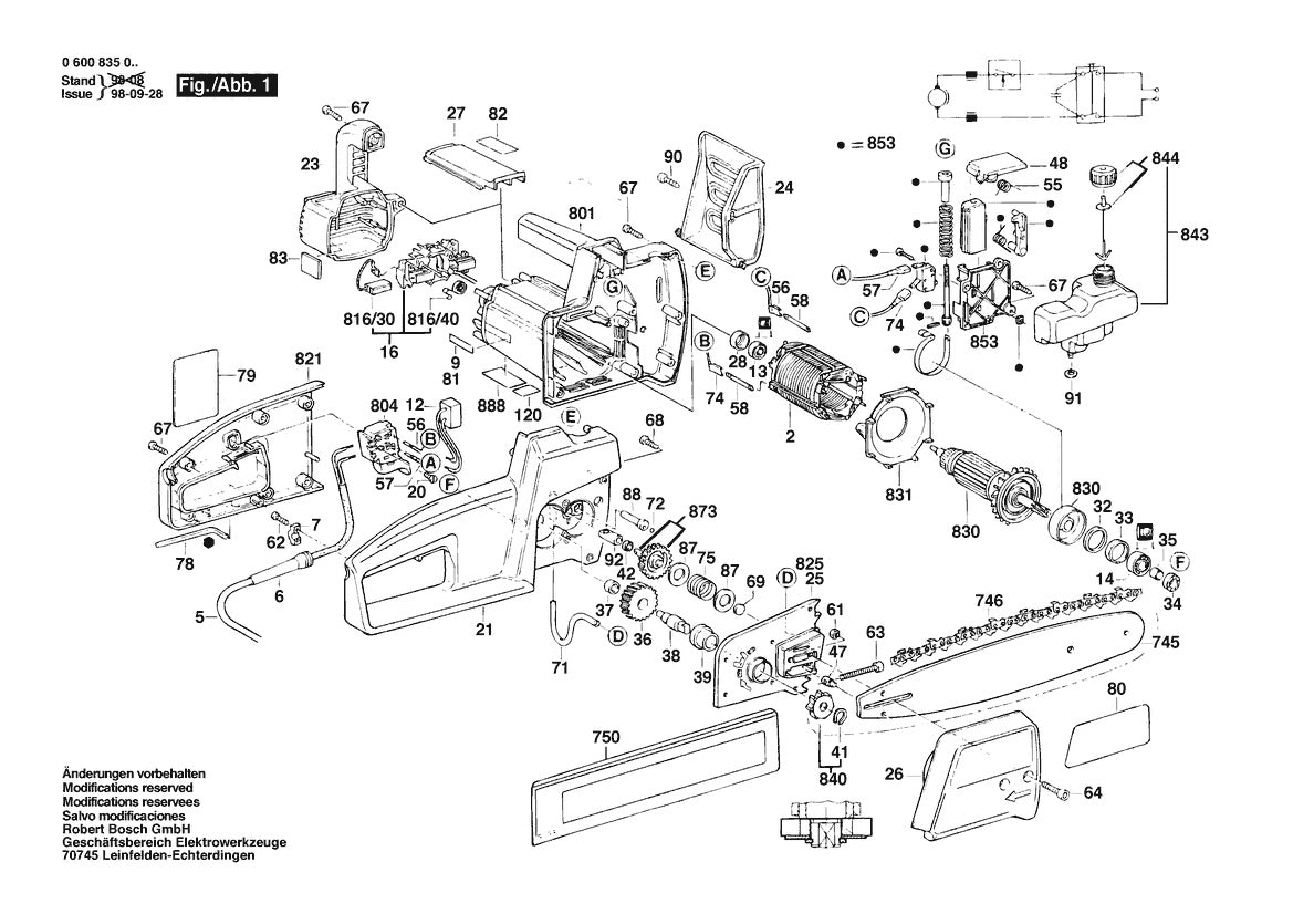 Vue éclatée Bosch AKE 30 B 0 600 835 032 - page 1