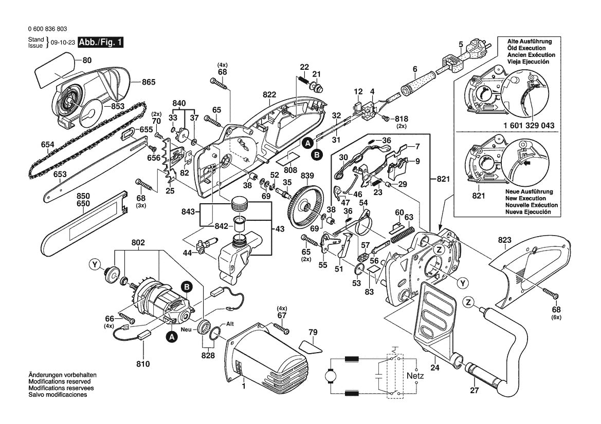 Vue éclatée Bosch AKE 40-19 PRO 0 600 836 803 - page 1