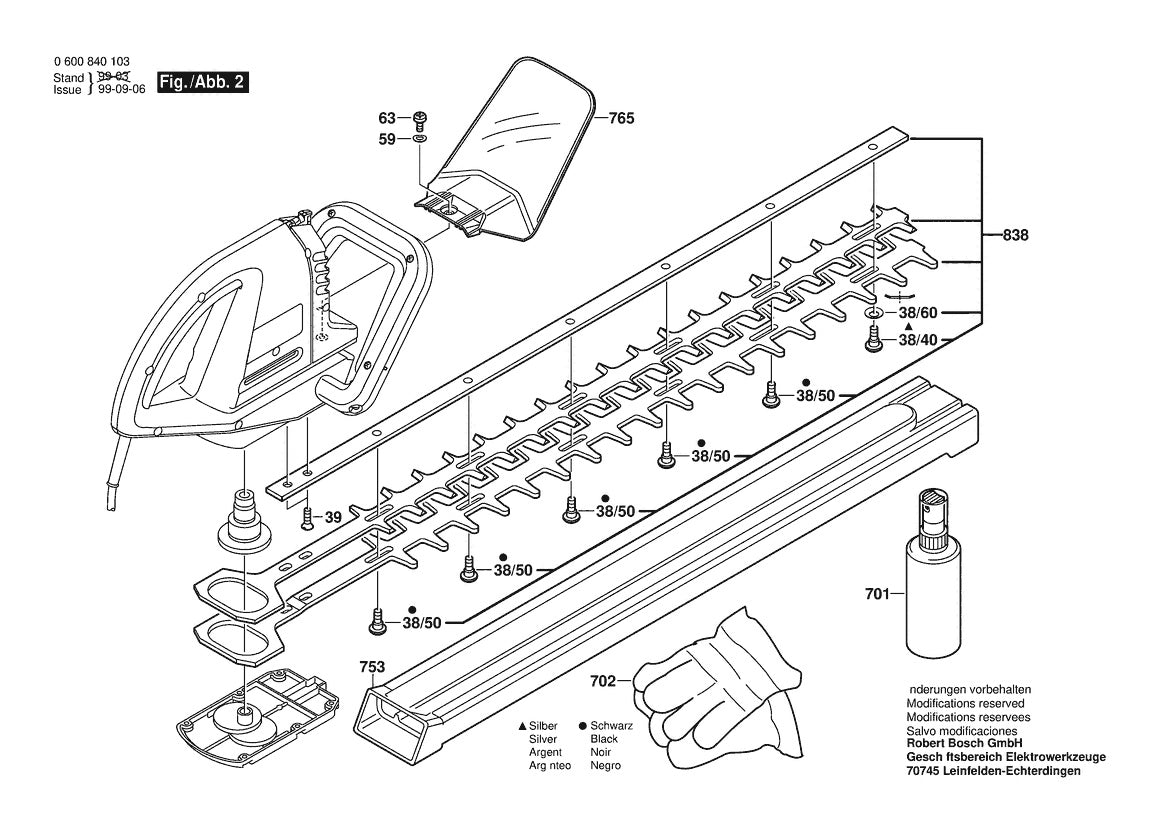 Vue éclatée Bosch AHS 600 0 600 840 103 - page 2