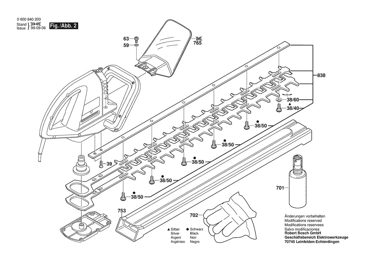 Vue éclatée Bosch AHS 700 0 600 840 232 - page 2
